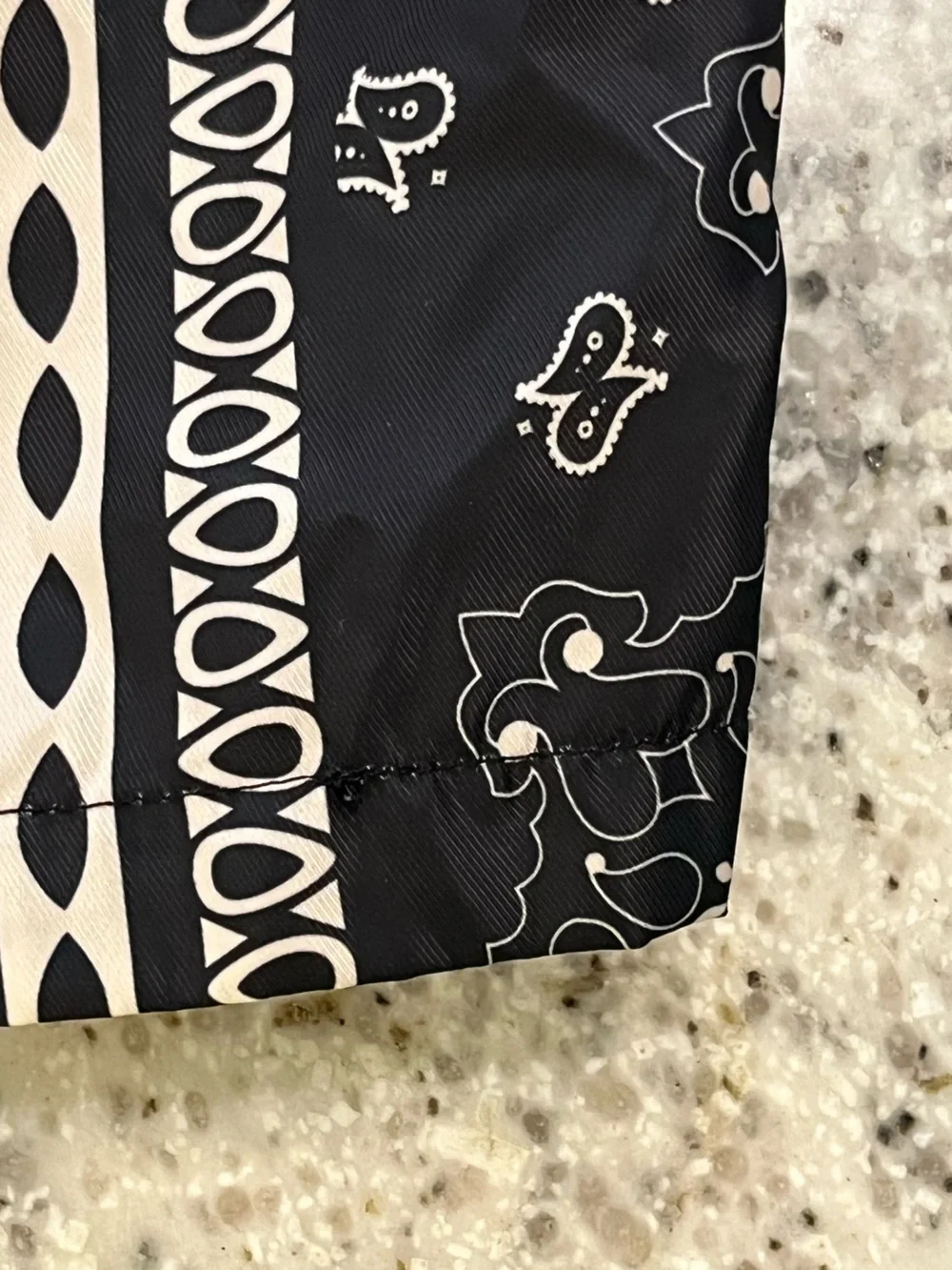 Maison Article Men’s XL 6” Inseam Swim Shorts Black & White Bandana Premium Esse